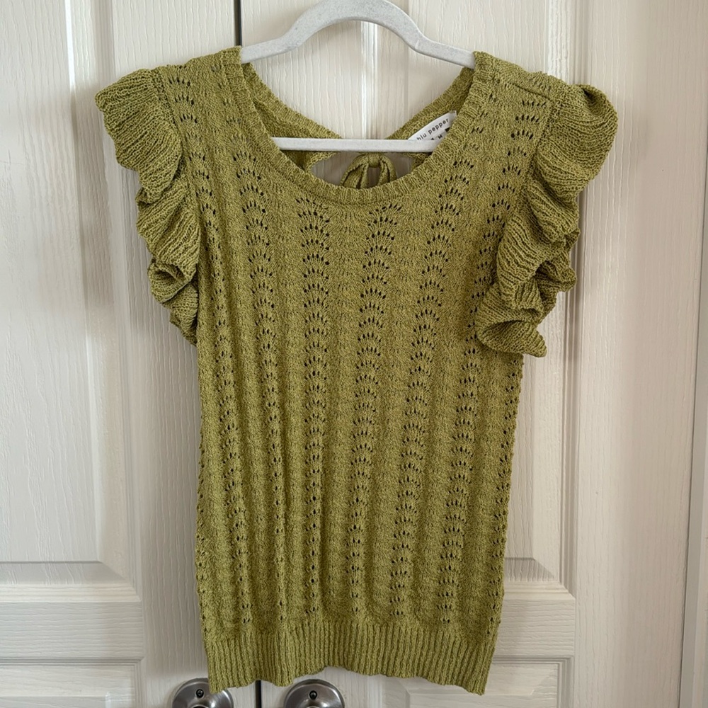 Olive green knit top